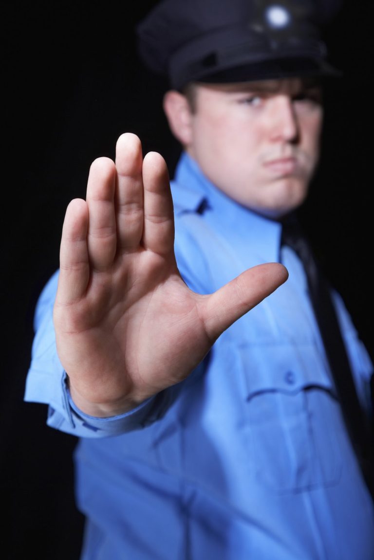 Hand outstretched saying no